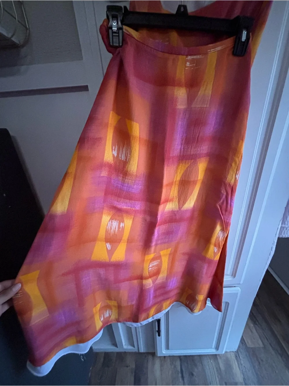 Cache Pink & Orange Abstract Maxi Dress Set Skirt size 6 top size 8
